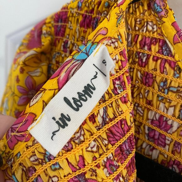 Pinkblush Gold Floral Smocked Tiered Maxi Dress - Small - Picture 7 of 10